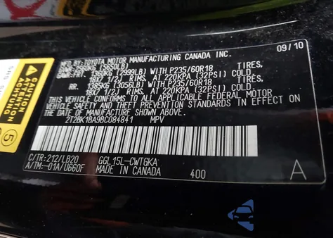 2011 Lexus Rx 350 z USA, uszkodzony, nr VIN 2T2BK1BA9BC084841